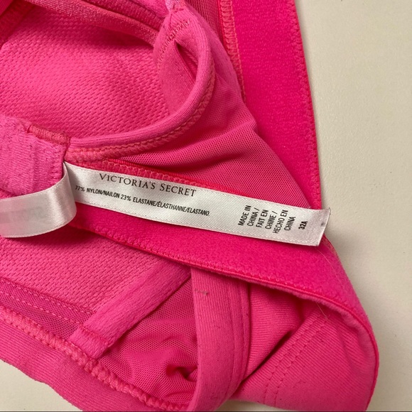 VSX VICTORIAS SECRET Sports Exercise Workout Criss Cross Halter Hot Pink Bra 32A - Picture 12 of 14